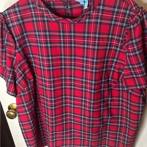 Draper James Red Plaid Blouse